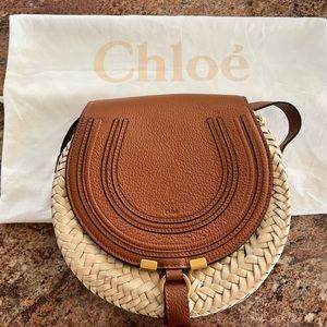 Chloe raffia and leather crossbody bag.
